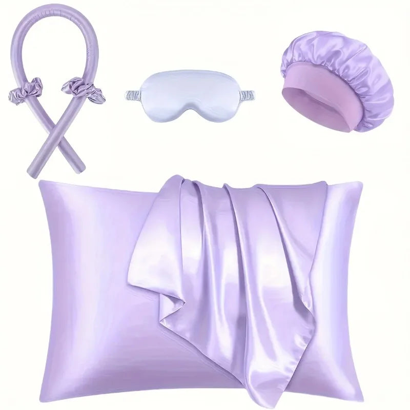 4/6/13PCS Styling Kit -Heatless Silk Curler with Sleeping Mask and Shower Cap for Women and Girls Beauty Kit for Travel and Home