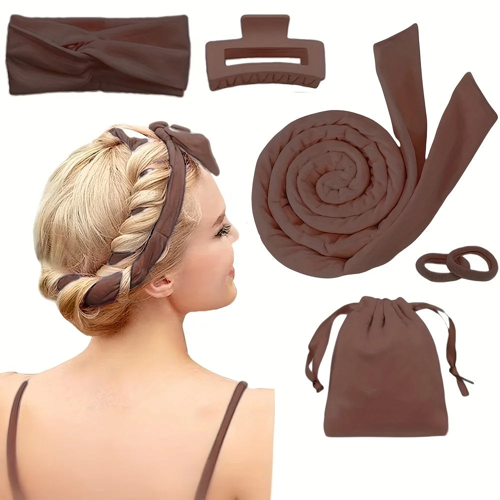 4/6/13PCS Styling Kit -Heatless Silk Curler with Sleeping Mask and Shower Cap for Women and Girls Beauty Kit for Travel and Home